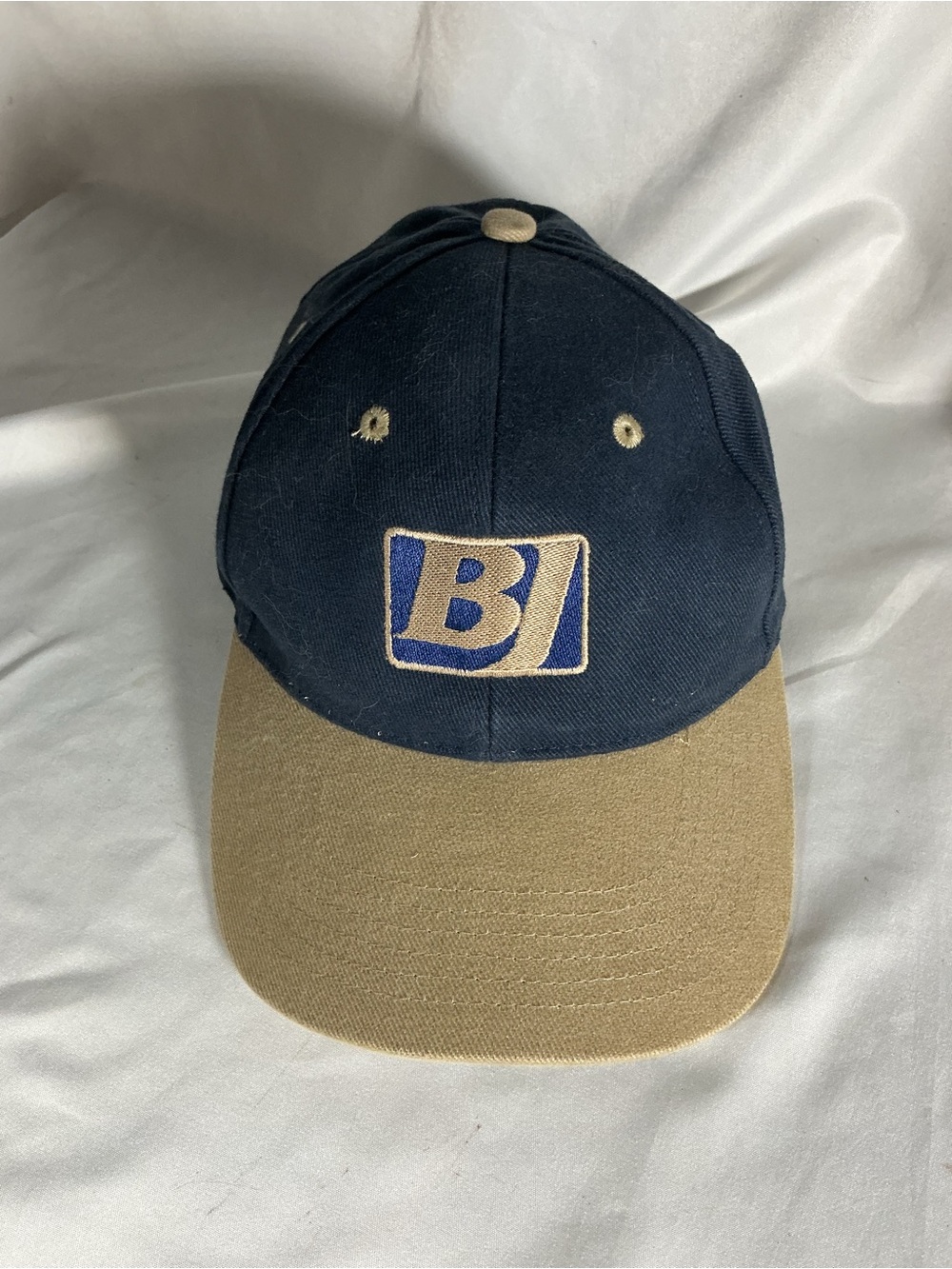 LOGO by Lori Goldstein Navy and Tan Baseball Cap with 'B' Patch